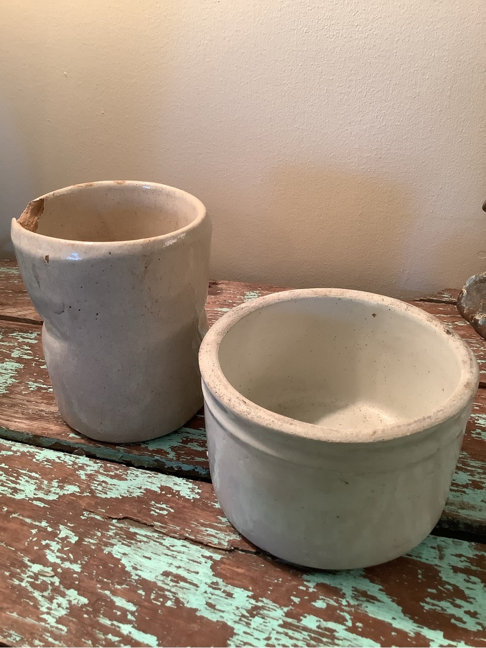Antique Ceramic Crock Set of 2